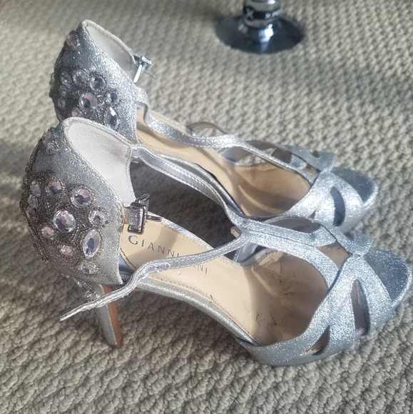 Sparkly Silver Beaded Heels - Picture 1 of 4